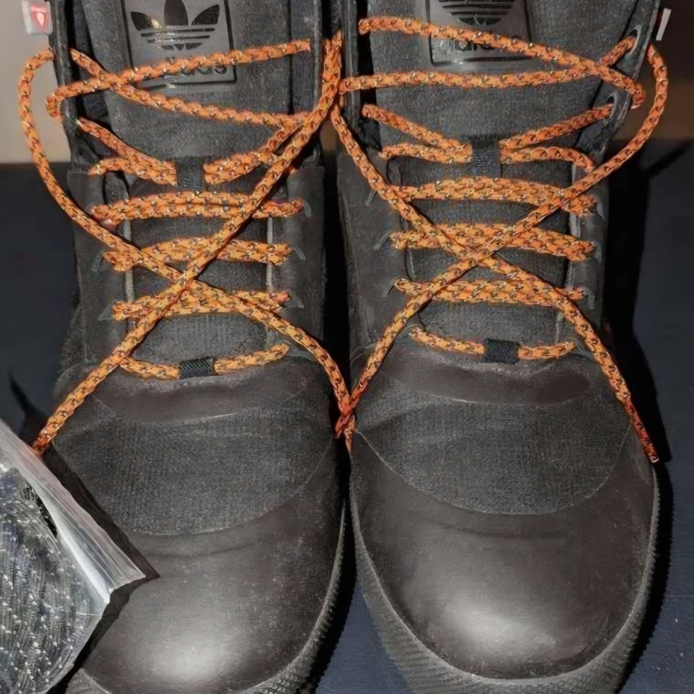 Adidas Men's Black and Orange High-Top Sneakers